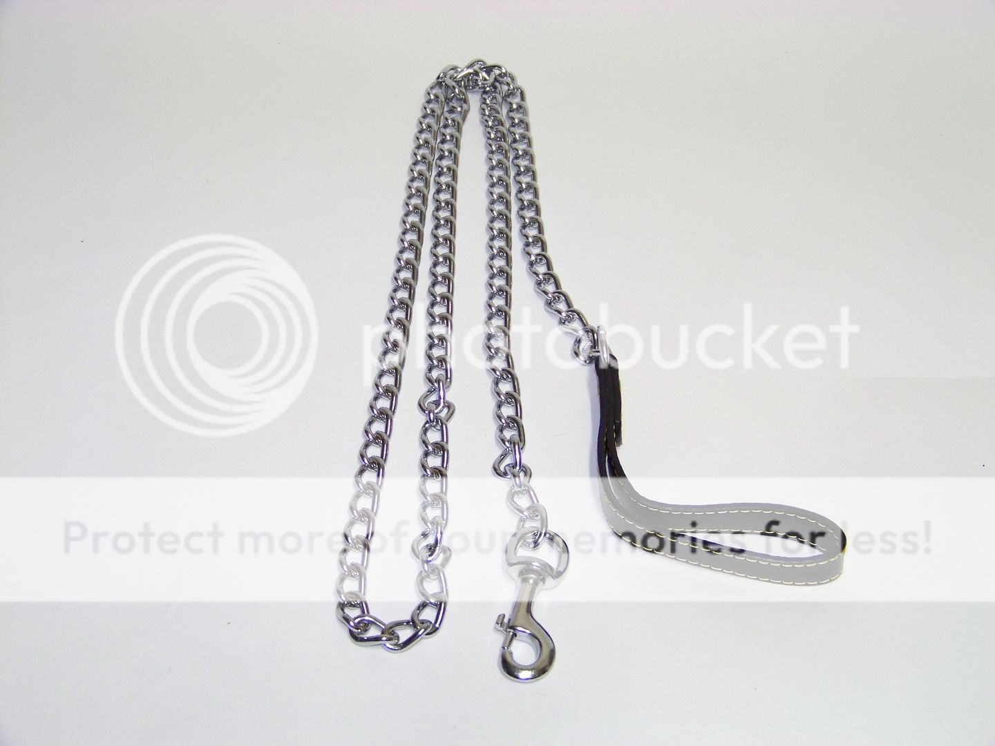 4.0 MM X 72 HD Chrome Chain Dog Pet Leash w/ Black Leather Strap